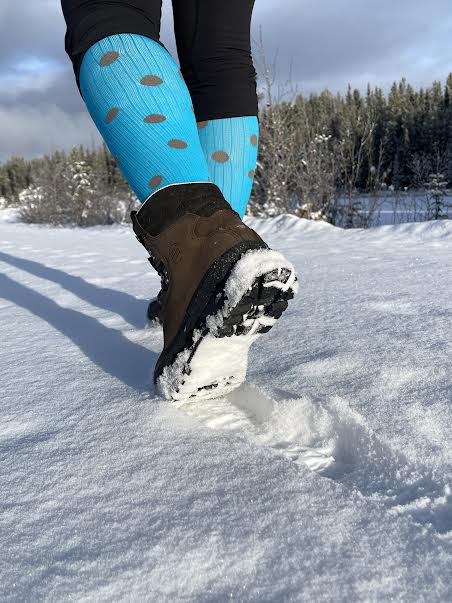 Compression Socks CanadaWinter hiking in the Yukon Mint Dot Marathon Compression Socks Canada